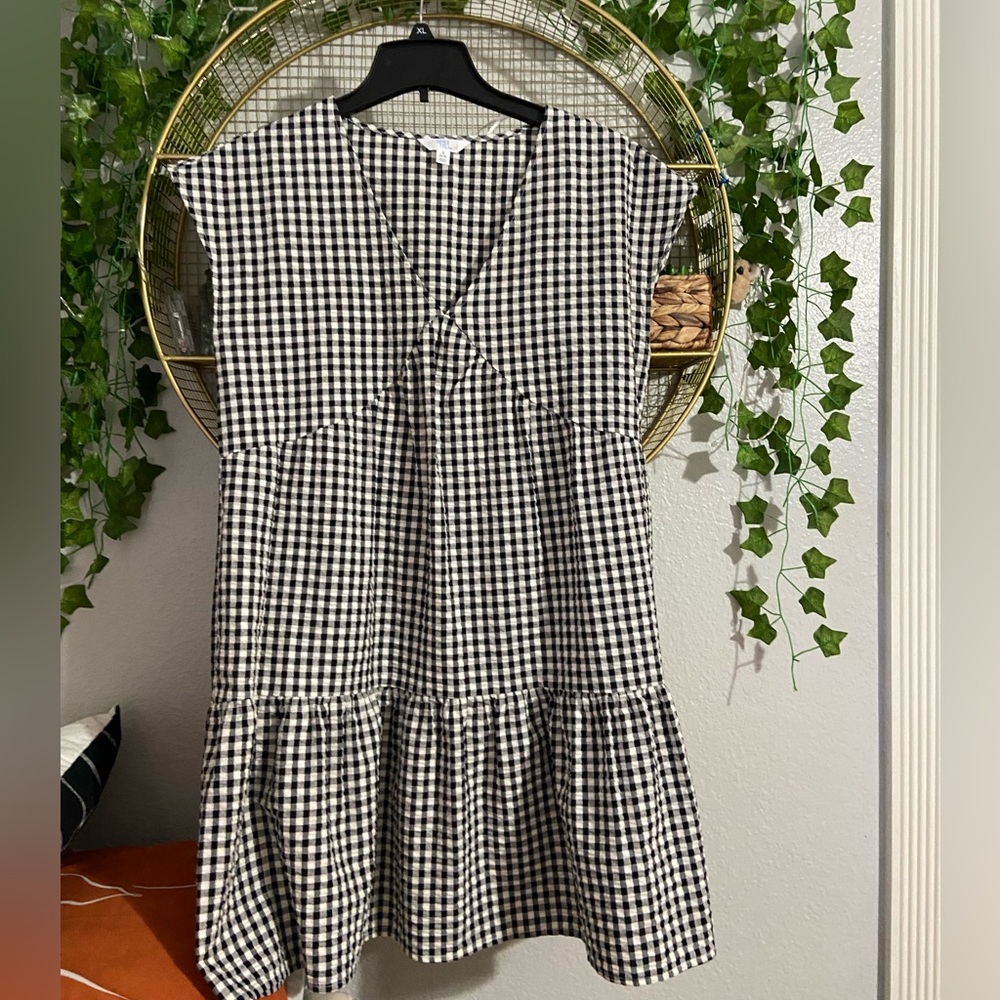 Time and Tru Black and White Gingham Dress